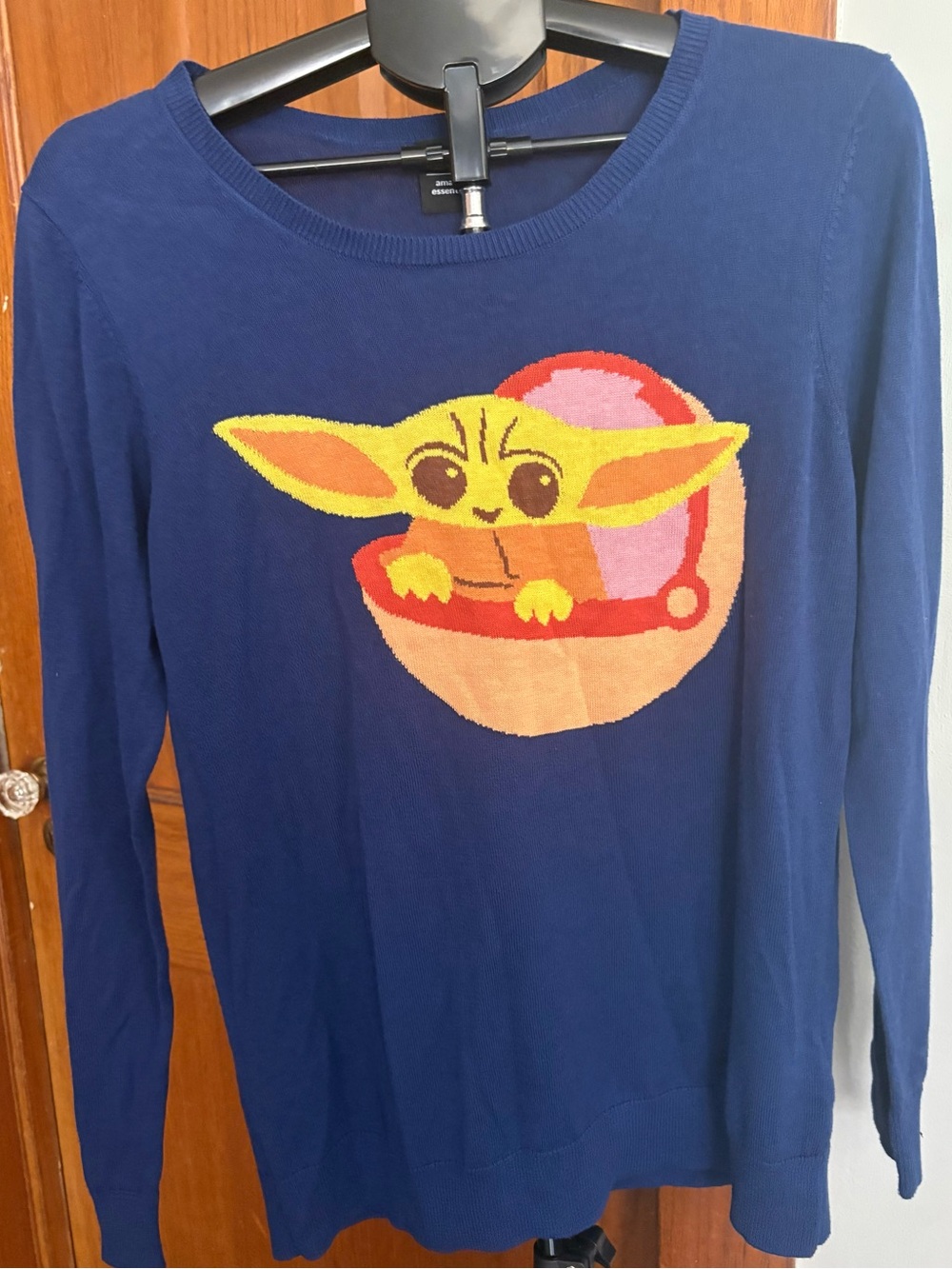 Star Wars Grogu (Baby Yoda) Graphic Sweater — Navy, Size Large